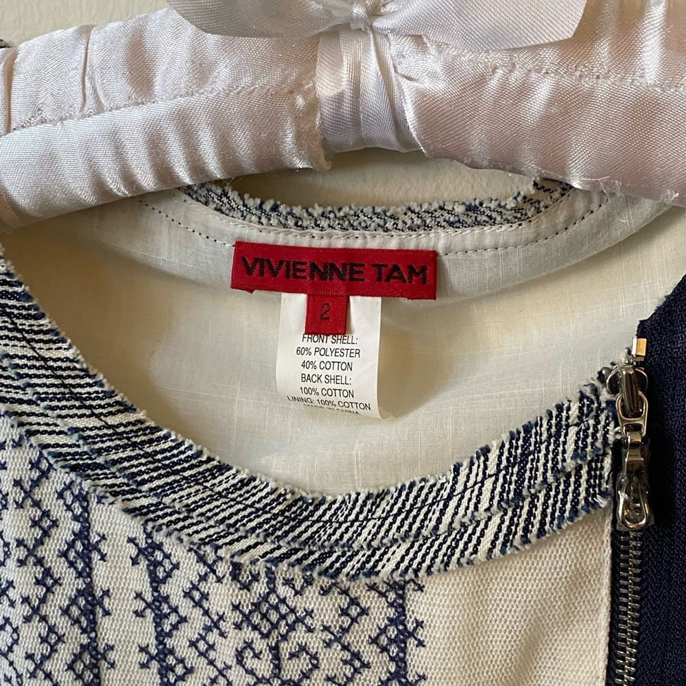 Vivienne Tam casual blue and white plaid and print dress. - Picture 8 of 11